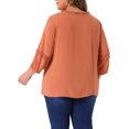 thumbnail image 4 of DARING DIVA Women's Plus Tops Tie Neck Tassel Self Flutter 3/4 Sleeve Blouses 3X Orange, 4 of 6