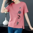 thumbnail image 1 of Fiudx Ofertas Del Día Moda Mujer Casual Manga Corta Blusa Estampada Señoras Camiseta Tops, 1 of 3