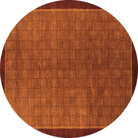 Ahgly Company Indoor Round Abstract Orange Modern Area Rugs, 7' Round