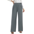 thumbnail image 3 of Women's High Waisted Wide Leg Pants Casual Elastic Back Pants With Buttons And Pleated Front Placket,Soft Stretchy Fabric For All Day Wear,Flowy Silhouette For Work Or | TruHer,Gray S, 3 of 7