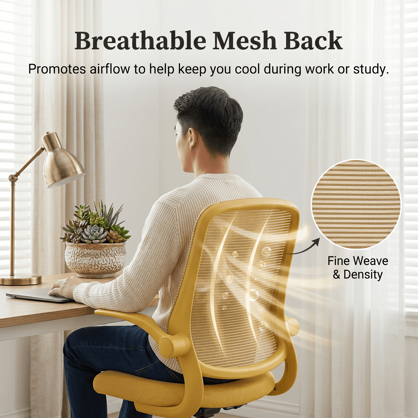 Homy Casa Flip-Up Armrest Mesh Office Chair, Ergonomic Swivel Desk Chair for Home Office