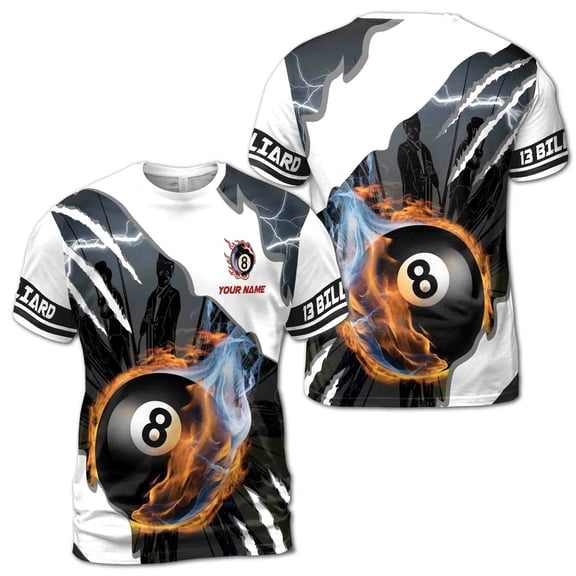 Customized Team Name Billiards 8 Balls T-Shirt S-5XL