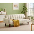 thumbnail image 2 of Convertible Sofa Bed with Adjustable Backrest, Linen Fabric Sofa Couch with Wooden Legs and Thick Cushion, Comfy Sofa Bed for Small Spaces Living Room Apartment Home Office Studio Dorm, Beige, 2 of 9