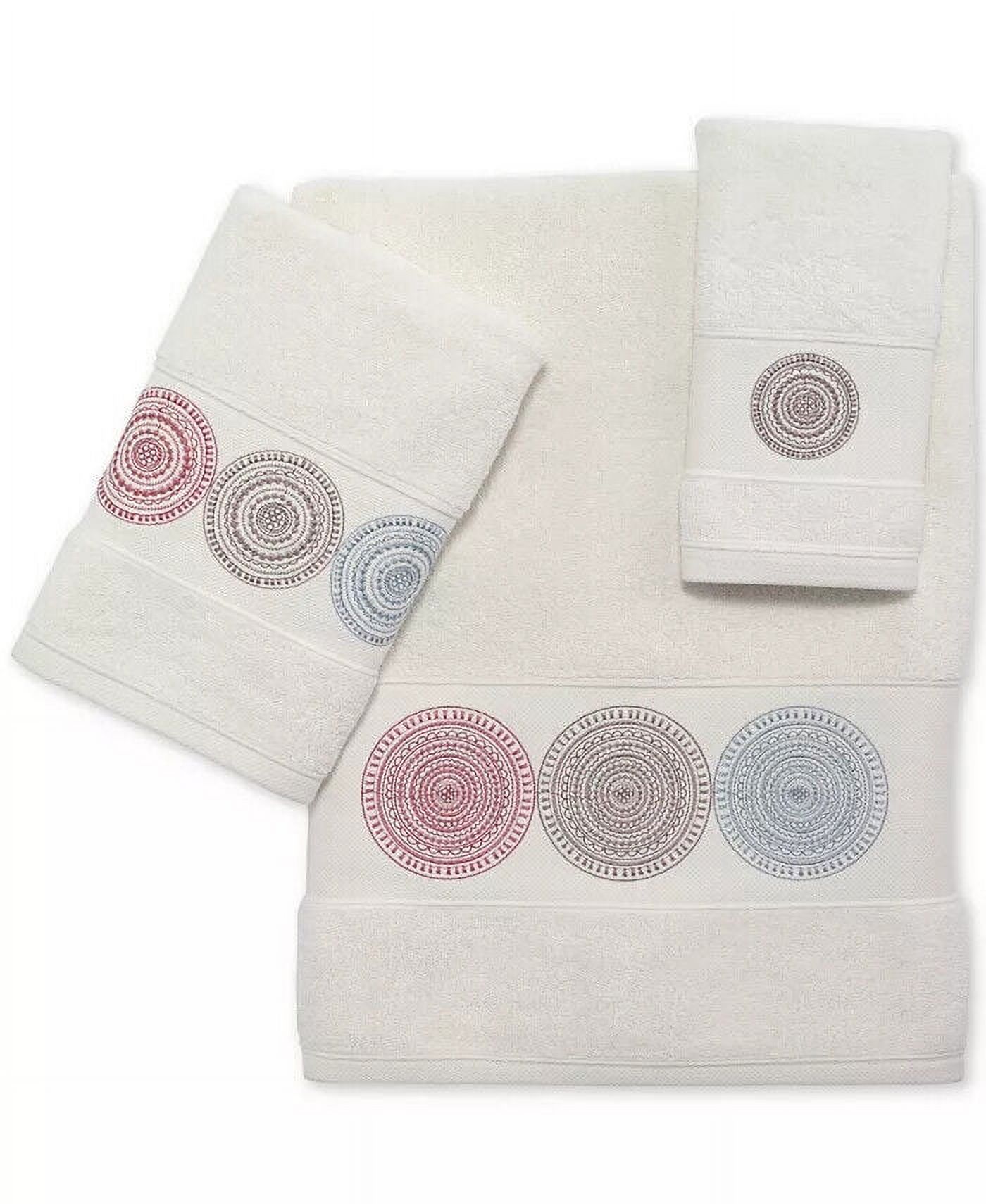 Avanti Emmeline Cotton Embroidered Medallion 11" x 18" Fingertip Towel - Cream - image 2 of 2