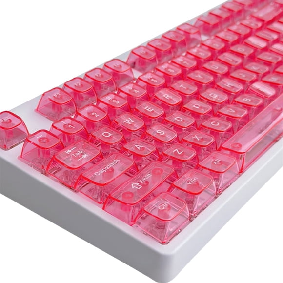 Juego de Teclas de Gelatina Transparente, 115 Teclas, Teclas Personalizadas de Color Rosa, Teclas de Punto de Conmutación MX para Teclado Mecánico Artesanal