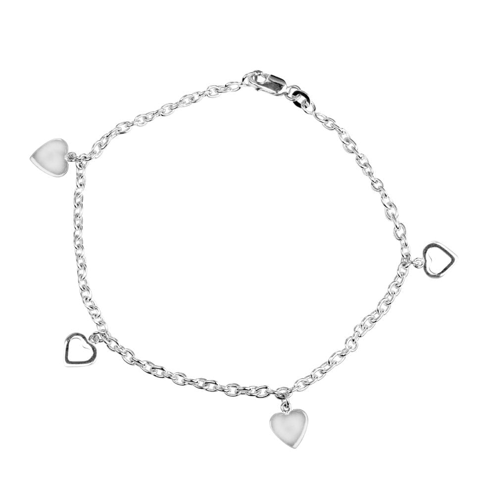 LeCalla 925 Sterling Silver Anklet With Heart Charms Light-Weight Jewelry for Women and Teen 9" Inch