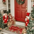 thumbnail image 6 of Red Christmas Door Mat Outdoor Welcome Doormat Merry Christmas Front Mat Non-Slip Washable Decorative Winter Xmas Holiday Doormats Entrance Rug for Indoor Outdoor Xmas Decorations (Red 1, 17"x30"), 6 of 6