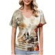 thumbnail image 1 of Camisetas de Manga Corta Casuales para las Mujeres con Cuello en V, Sudadera Casual de Poliéster, Impresión Sólida de las Señoras para la Fiesta de Trabajo Diaria, Invierno Y Primavera, 1 of 9
