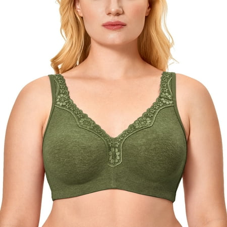 

Delimira Women s Lace Plus Size Wire-Free Non-Foam Comfort Cotton Bra