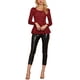 thumbnail image 2 of INSPIRAR CHIC Blusas de Mujer de Manga Larga con Estampado y Cuello Redondo Peplum S Rojo-Leopardo, 2 of 8