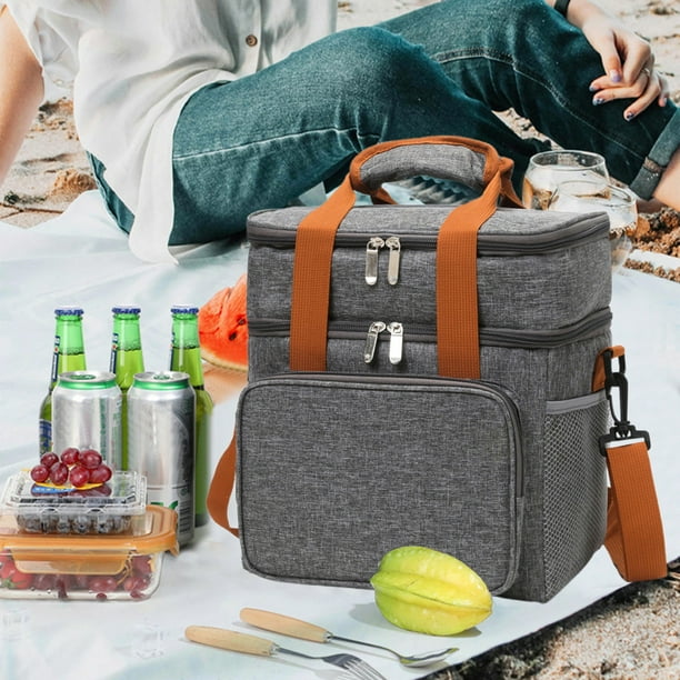 Large Capacity Waterproof Double-layer Insulated Bag Insulation And Freshness Clashing Color Picnic Bag Multifunctional Outdoor Handbag