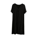 thumbnail image 2 of Blmnix Cotton Nightgowns Nightgowns for Women Sexy Moomoo Nightgowns Sleepshirts Sleep Shirt Black Short Sleeve V-Neck Below-the-Knee Nightgowns for Women Plus Size,L, 2 of 6
