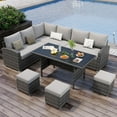 thumbnail image 6 of Patio Furniture Set, 7 Pieces Outdoor Sectional Sofa Set with Dining Table & Thickened Cushions, All-Weather PE Wicker Patio Furniture for Garden Lawn Deck, 6 of 6