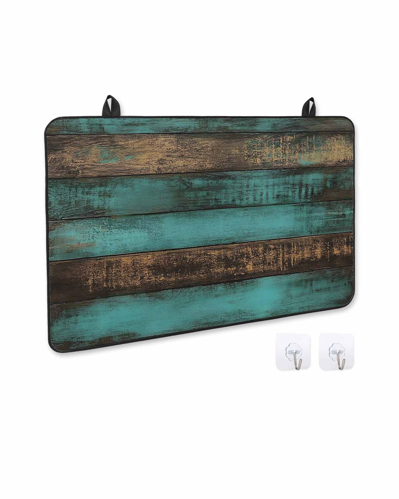 nqOlkjepod Large Induction Cooktop Protector Mat 36"x21", Vintage Teal Stripe Stove Top Covers for Electric Stove, Farmhouse Shabby Turquoise Stove Burner Cover Mats, Glass Top Stove Cover