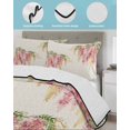 thumbnail image 4 of Quilts Twin-XL Size Bedding Set, Pink Weeping Floral Lightweight Quilted Comforter, Spring Summer Pastoral Flowers Rustic Soft Bedspread Coverlet with Pillow Covers for All Season, 68" x 98", 4 of 7