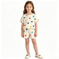 thumbnail image 7 of ITSAME Girls Summer Outfit 2-Piece Short Sleeve Crewneck Top and Shorts Kids Loose Casual Set Blue Size 7, 7 of 7