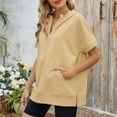 thumbnail image 6 of vigerkar Womens Oversized Half Zip Hoodies Short Sleeve Casual Sweatshirts Pullover Tops with Pockets Loose 2025 Clothes Yellow, XL, 6 of 8