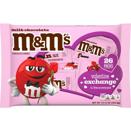 M&M’s Valentines Day Milk Chocolate Candy Gift Exchange - 26 Count
