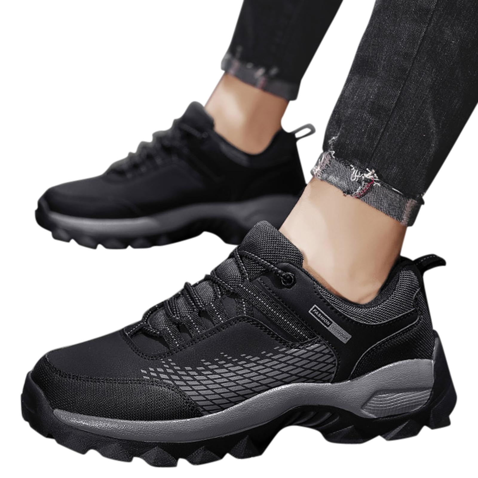 kamemir Men's Low Top Waterproof Hiking Shoes Trekking Trails Outdoor Work Shoes(Black,9.5)