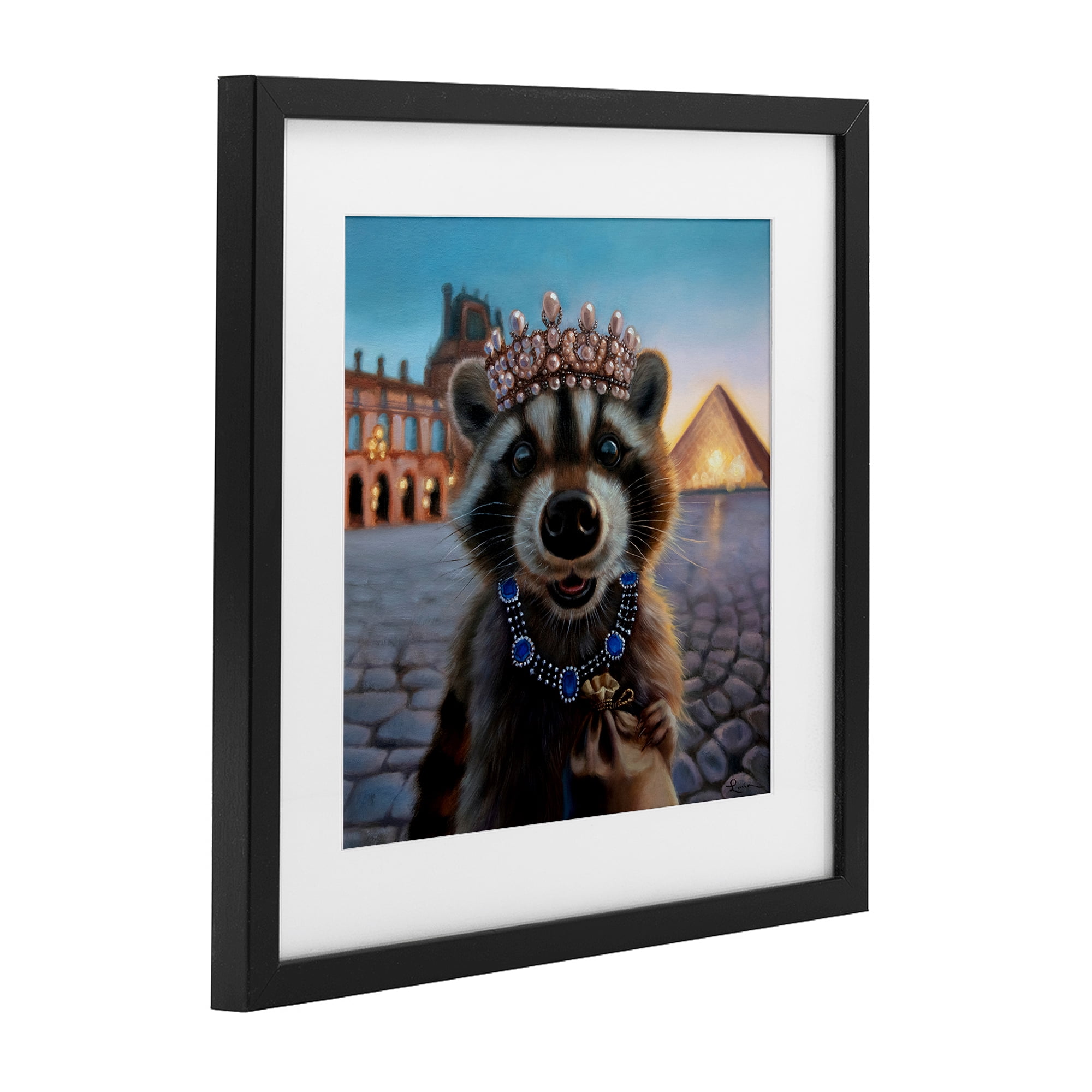 Stupell Industries Louvre Loot Raccoon Black Framed Print Under Glass, design by Lucia Heffernan