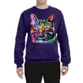 thumbnail image 3 of Cute Cat | Dean Russo Art Animal Lover Unisex Crewneck Sweatshirt, Purple, Large, 3 of 6