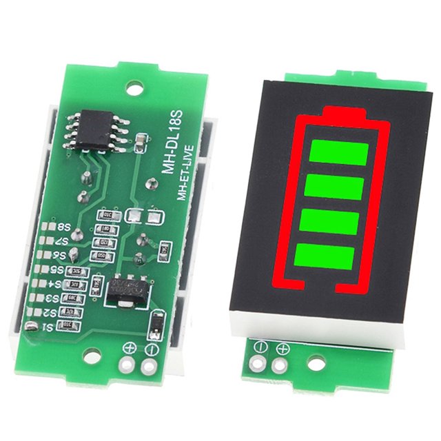 Indicador de capacidad de la batería 1/2/3/4/6/7/8S Módulo de litio Pantalla LED Verde