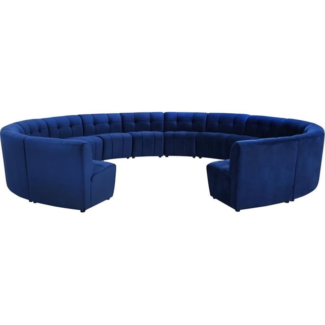 Meridian Furniture Sectionnel Modulaire 14 Pcs en Velours Bleu Marine Limitless
