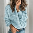 thumbnail image 3 of Sweaters for Women 2025 Fall Winter Long Sleeve Crewneck Hollow Out Knit Sweater Jumper Top Womens Pullover Sweaters, 3 of 8