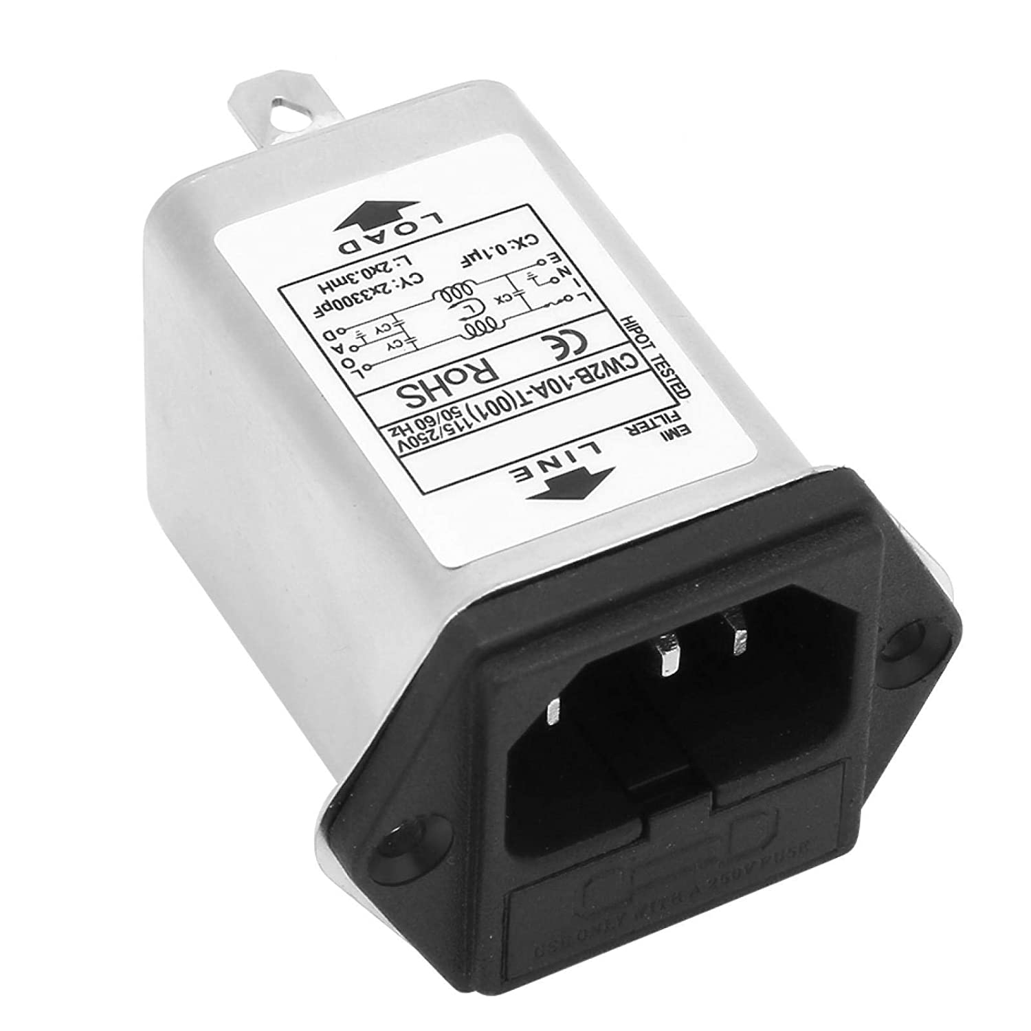 EMI Filter, CW1B-10A-L(040) Einphasenfilter, 250 V, 2 Stück | Elektromagnetische Interferenzfilter, zur Unterdrückung Kontinuierlicher und Intermittierender Impulsstörungen