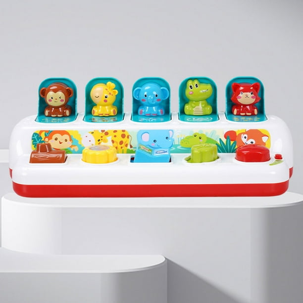 Juguetes De Causa Efecto Juguete de actividad de dibujos animados con juguetes sensoriales de música ligera para niños y niñas (blanco)