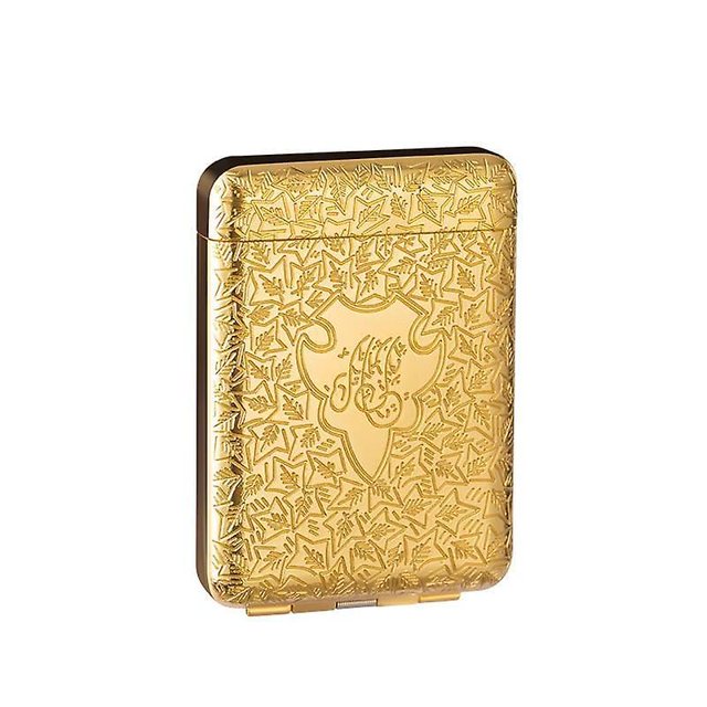 2 pitilleras de aleación abierta, caja de cigarrillos de metal retro, estuche ultrafino tallado creativo de 3 lados para hombres y mujeres