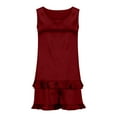 thumbnail image 6 of Tungbrin Women's Pajama Sets Sleeveless Scoop Neck Tops Elastic Waist Shorts 2 Piece Stain Ruffle Loungewear Outfits, 6 of 9