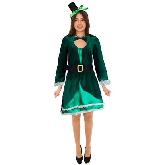 HPO Adult Women's Green Color Large Costume, Perfect for Halloween, Flame-retardant Synthetic Fabric