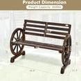 thumbnail image 2 of Gymax Patio Wagon Wheel Bench Outdoor Garden Wooden Rustic Bench w/ Slatted Design, 2 of 10