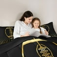 thumbnail image 5 of Homewish Boho Theme Full Size Comforter Sets,Retro Bohemain Print Bedding Comforter Set,Black Gold Bedding Sets For Adults,Breathable Home Decor Reversible,3 Pieces, 5 of 8