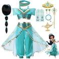thumbnail image 2 of Disney-vestido de Jasmine para niña, disfraz de Aladdín de princesa, lámpara mágica, ropa de carnaval, fiesta de Halloween, 2023 Fivean unisex, 2 of 2