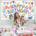 thumbnail image 6 of Grobro7 Cartoon Cat Birthday Background for Parties Decoration, Large Waterproof Banner with Cute Cats Balloons for Photography Background Decoration, 6 of 6