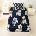 thumbnail image 3 of Homewish Cute Dog Twin Sheets,Navy Black Leopard Print Bedding,3pcs,1 Fitted Sheet and 1 Pillowcase, 3 of 6