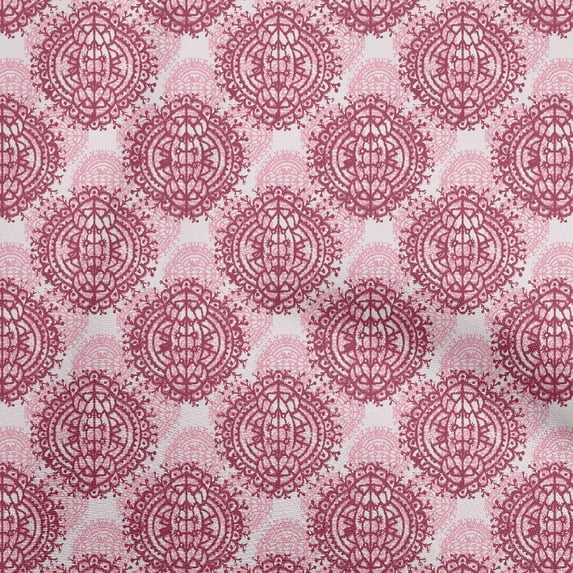 oneOone Polyester Spandex Magenta Fabric Asian Block Craft Projects Decor Fabric Printed By The Yard 56 Inch Wide