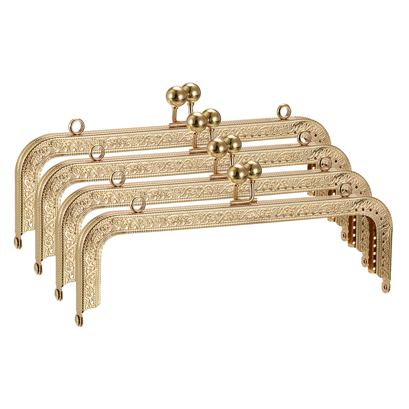 Unique Bargains Metal Purse Frames 8.1 4Pack Kiss Lock Clasp Frame for Coin Bags Sewing DIY Gold Walmart
