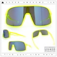 thumbnail image 2 of Boys Kids Size Color Mirror Large Shield Sport MTB Plastic Sunglasses Yellow - Blue Mirror, 2 of 8