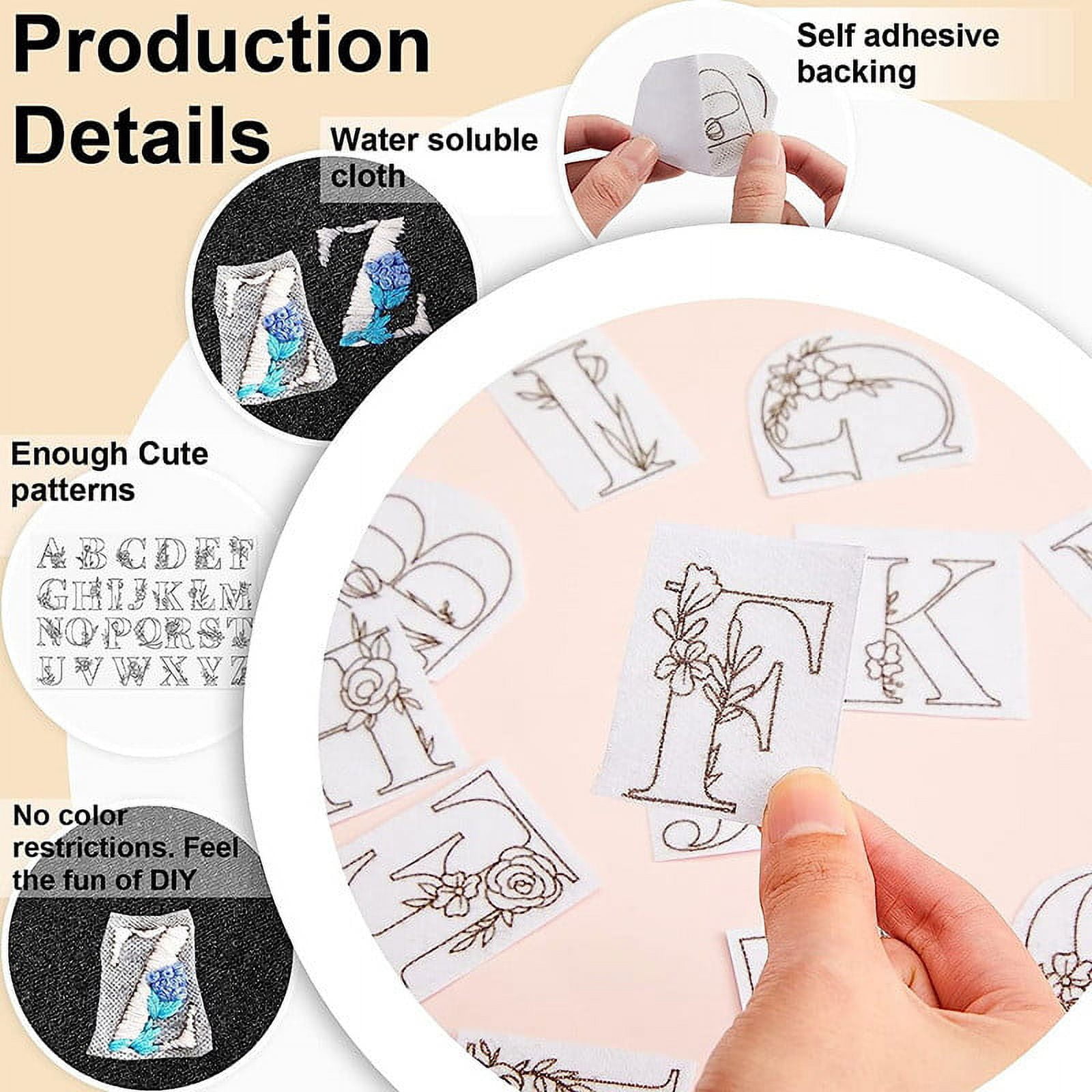 10Pcs Water Soluble Stabilizer, Yannianjz Hand Sewing Stabilizer Washable Water Soluble, Tear-off Machine Embroidery Stabilizer, Flower Pattern Embroidery Stabilizer for Embroidery, Hand Sewing,