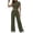Army Green, variant on Two Piece Sets for Women Casual Spring And Summer Women Solid Short Sleeve Round-Neck Blouses Tops + Elastic Waist Drawstring Wide Leg Pants