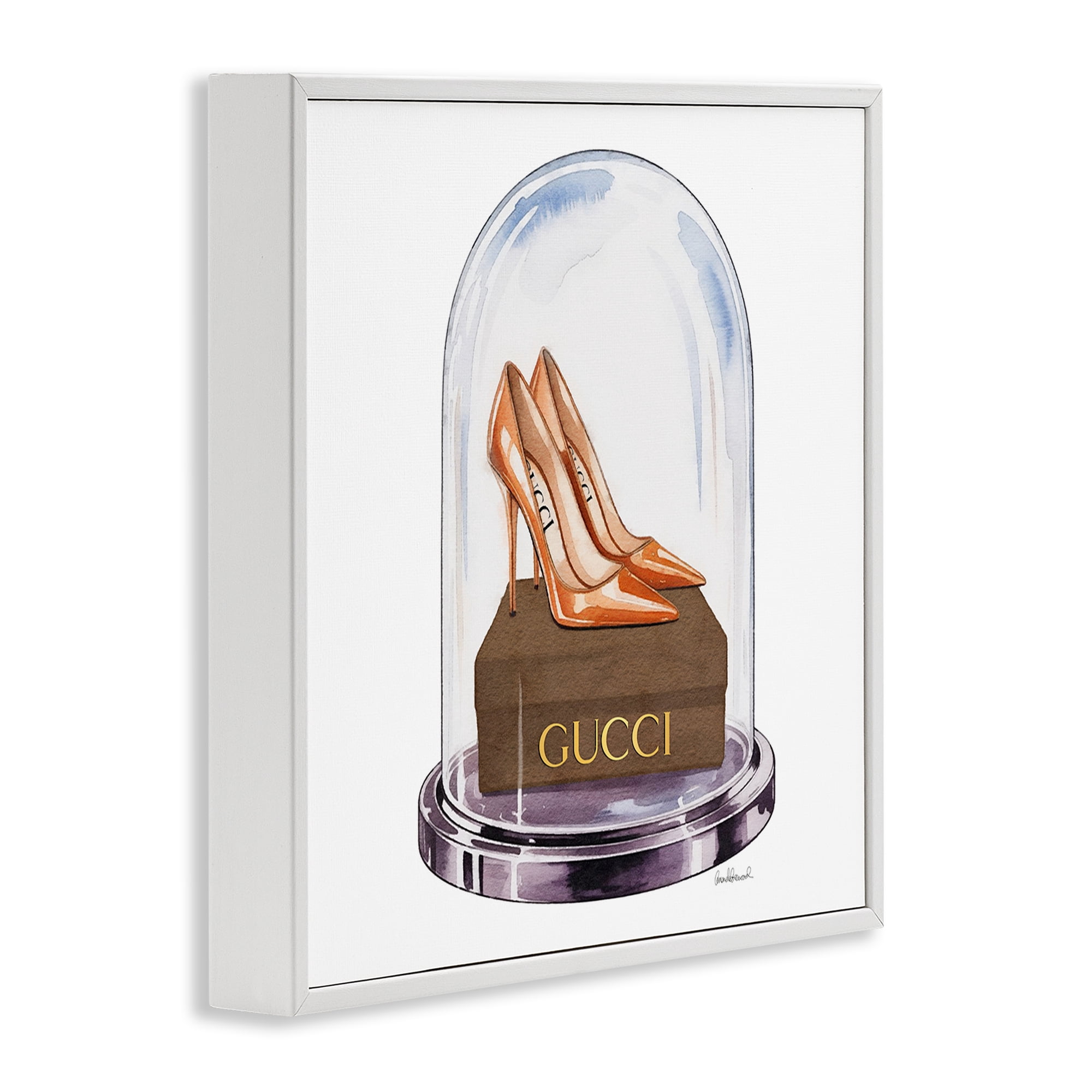 Stupell Industries Satin Heels in Bell Jar White Framed Giclee Art, design by Amanda Greenwood