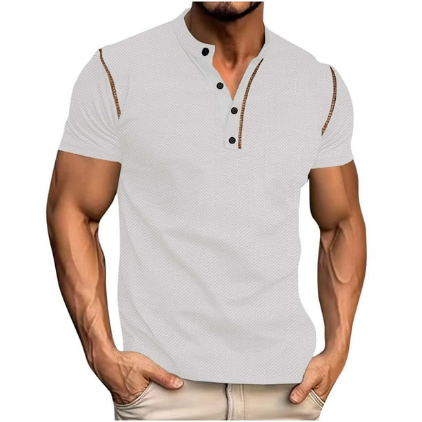 Hombres Retro Color Bloque Top, Ocio Stand Collar Botón Merbau Camiseta para el Uso Casual Y Diario, Blusa de Moda sin Mangas