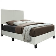 Better Home Products Nora Faux Leather Upholstered Queen Panel Bed in White