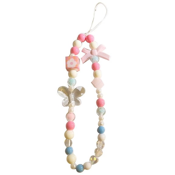FRCOLOR 5pcs Beaded Lanyard Phone Chain String Cell Phone Charms Wrist Strap For Women Girls Car Key Purse Decoration