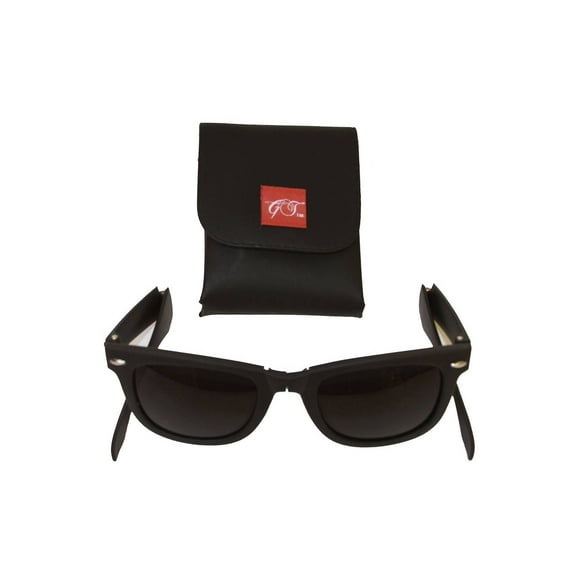Foldable Matte Black Sunglasses   GT Case