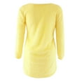 thumbnail image 3 of Dyfzdhu Fuzzy Tops for Women Plus Size Solid Long Sleeve Loose Thermal Fleece Crewneck Sweatshirts Yellow, 3 of 5