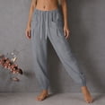 thumbnail image 5 of hlysgo Pajama Lightweight Pants for Women Elastic Drawstring Waist Trousers Wide Leg Soft Comfort Sleeping Pant with Pockets Gray,L, 5 of 6